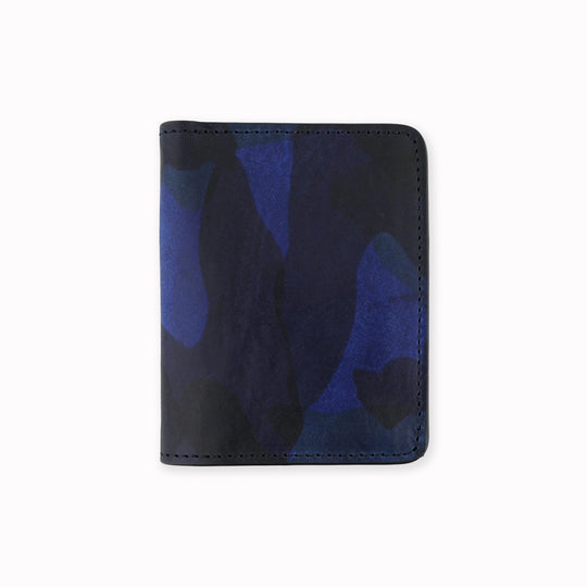 A slim leather wallet from Escuyer, in a Blue toned Camouflage effect pattern. Handmade by Portuguese artisans from leather sourced from a tannery in Tuscany, Italy.&nbsp;