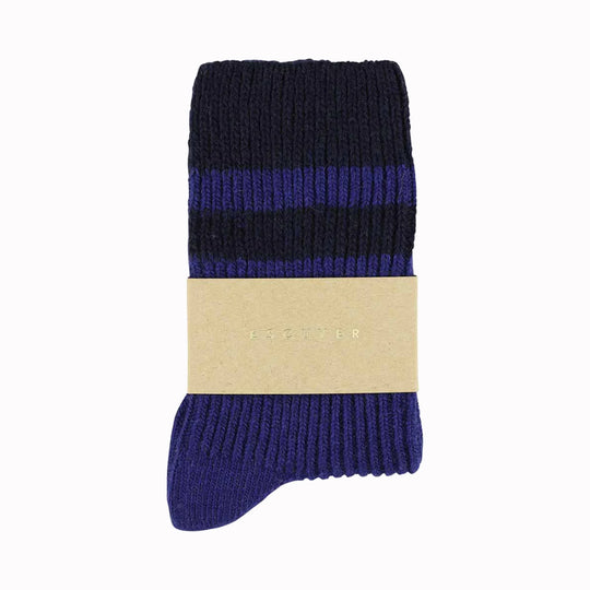 Cashmere Striped Socks | Blue and Navy | UK3.5-7