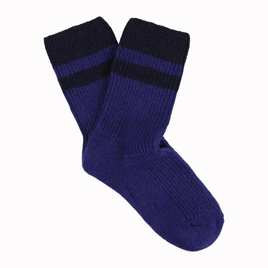 Cashmere Striped Socks | Blue and Navy | UK3.5-7