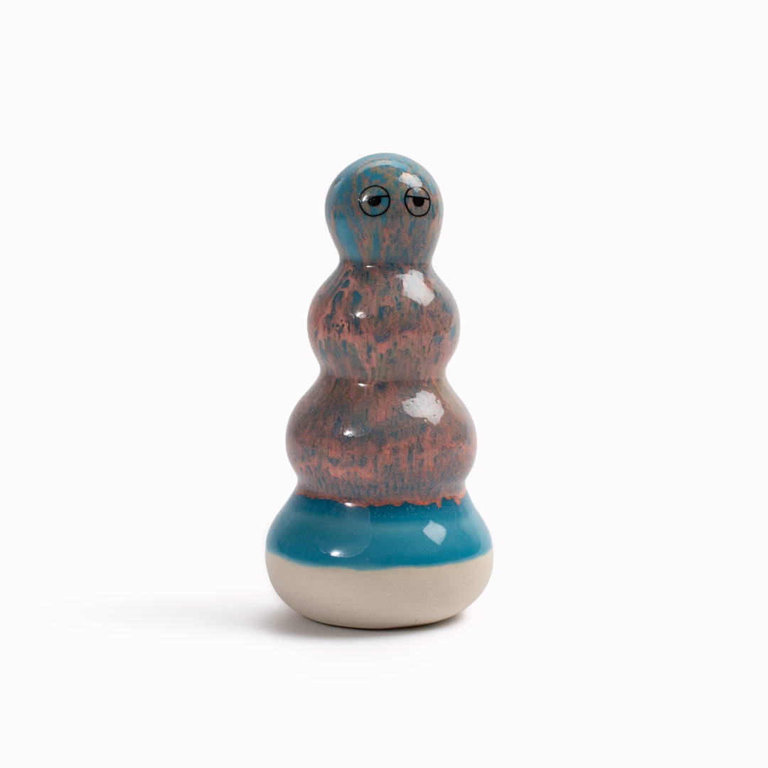 Meet Polo! Polo is a brightly coloured ribbed column and is a hand glazed ceramic figurine created as a close relative of the classic Arhoj Ghost.
