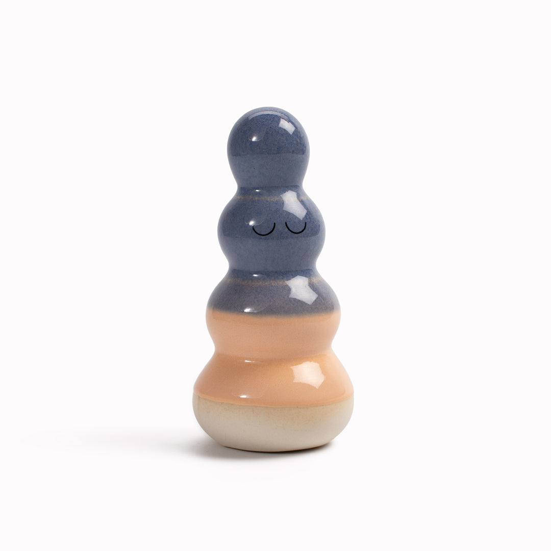 Meet Polo! Polo is a brightly coloured ribbed column and is a hand glazed ceramic figurine created as a close relative of the classic Arhoj Ghost.