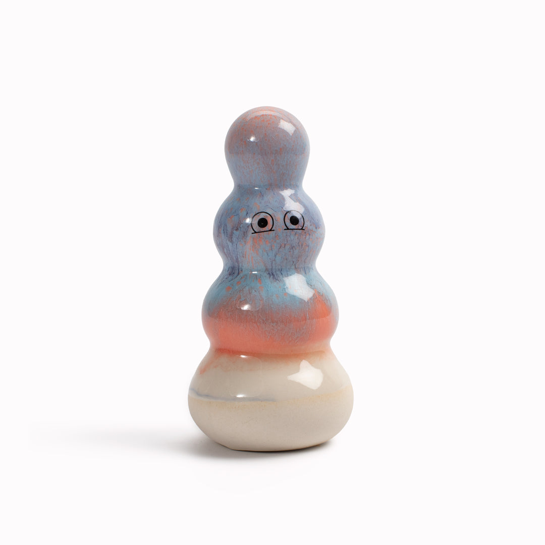 Meet Polo! Polo is a brightly coloured ribbed column and is a hand glazed ceramic figurine created as a close relative of the classic Arhoj Ghost.