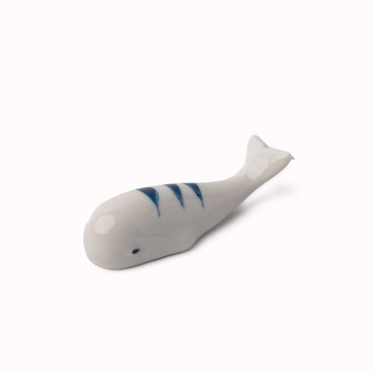 Minoyaki Porcelain Blue Striped Whale Chopstick Rest