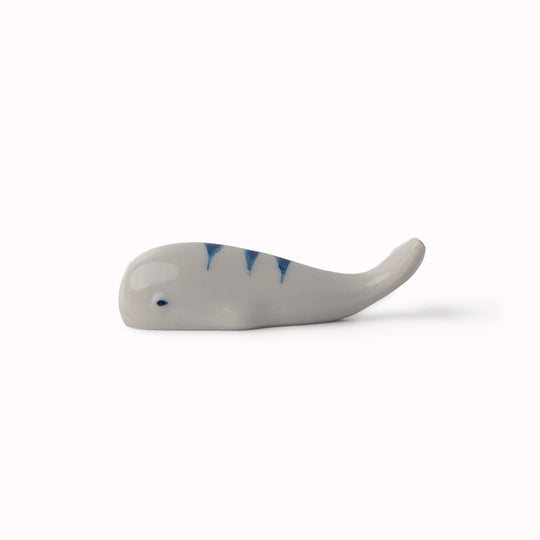 Minoyaki Porcelain Blue Striped Whale Chopstick Rest