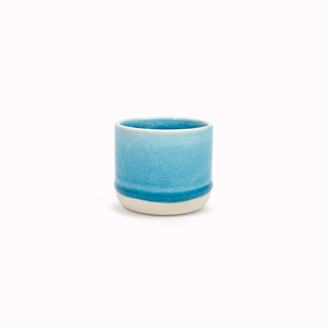Cyan Blue Sip Cup - Danish/Japanese mix up with this thick glazed, hand made ceramic small beaker from Studio Arhoj's Tokyo Series.