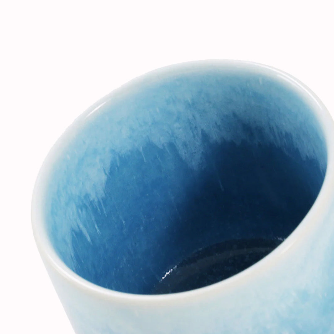 Detail for Cyan Blue Sip Cup - Danish/Japanese mix up with this thick glazed, hand made ceramic small beaker from Studio Arhoj's Tokyo Series.