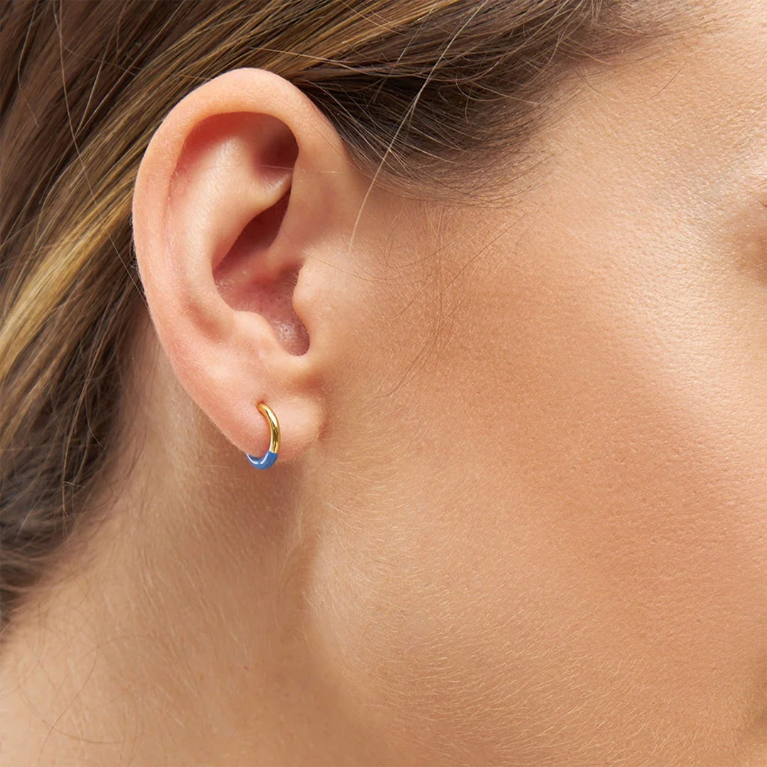 Colour Hoop - Half Dip | Single Hoop Earring | 18ct Gold Plate | 3 Colours