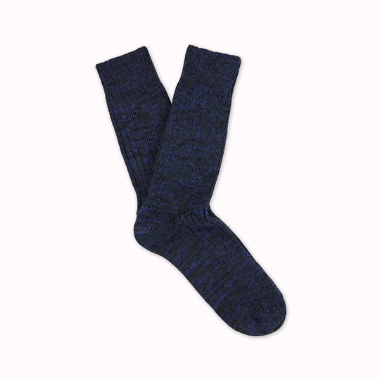 Blue Melange socks by Belgium based Escuyer. These socks are so comfortable! They are made from combed cotton twisted yarns giving them a soft touch and a vintage look