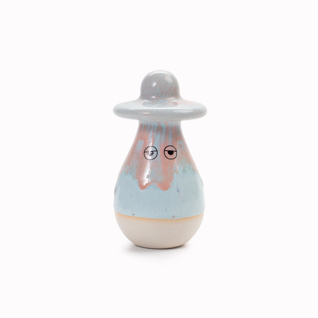 Meet Washi! Washi is a pear shaped, hat wearing, hand glazed ceramic figurine created as a close relative of the classic Arhoj Ghost.