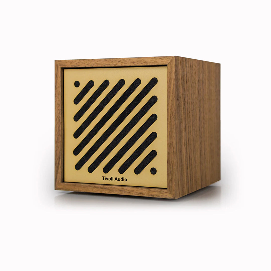 left - Bluetooth Boutique Speaker shows a refined aesthetic having a minimalist silhouette and compact design.