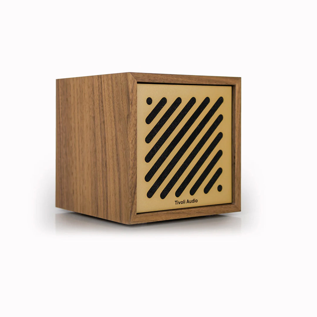 right - Bluetooth Boutique Speaker shows a refined aesthetic having a minimalist silhouette and compact design.