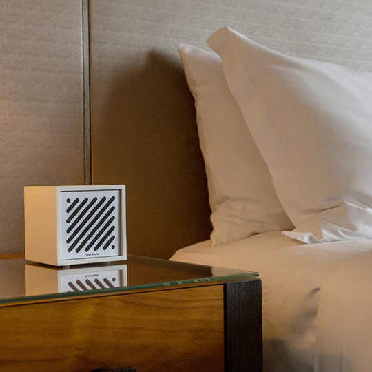 Lifestyle - Bluetooth Boutique Speaker shows a refined aesthetic having a minimalist silhouette and compact design.