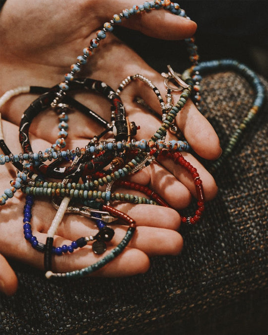 Mikia's use of natural stones means that subtle differences in colour, pattern and shape occur between individual pieces, making each necklace unique.&nbsp;