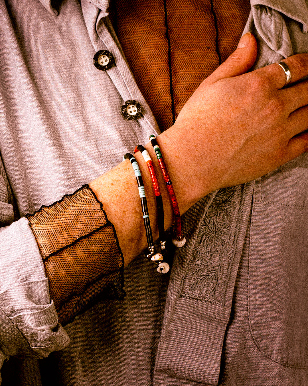 Mikia's use of natural stones means that subtle differences in colour, pattern and shape occur between individual pieces, making each necklace unique.&nbsp;