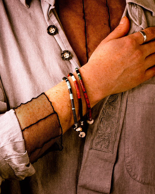 Mikia's use of natural stones means that subtle differences in colour, pattern and shape occur between individual pieces, making each necklace unique.&nbsp;
