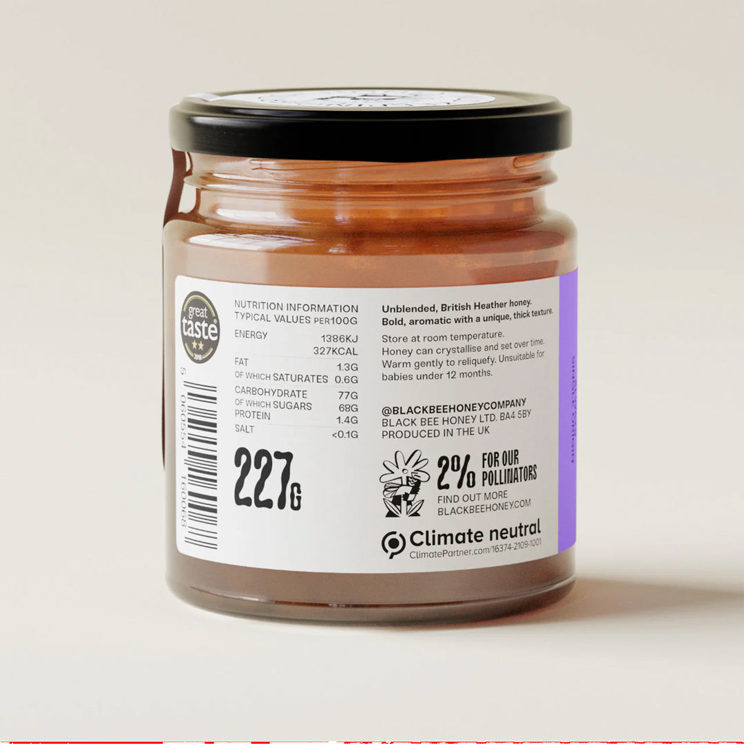 A British honey with a bold, aromatic flavour, this single-source raw honey is crafted from bees foraging on the moors of North Yorkshire and Scotland during the Ling Heather bloom