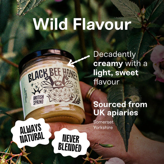 Black Bee Honey British Spring Honey is a soft-set, raw honey with a clean, lightly floral sweetness.