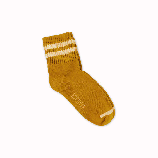 Ankle Crew Socks | Bronze With Ecru Stripes | UK Size 3.5-7