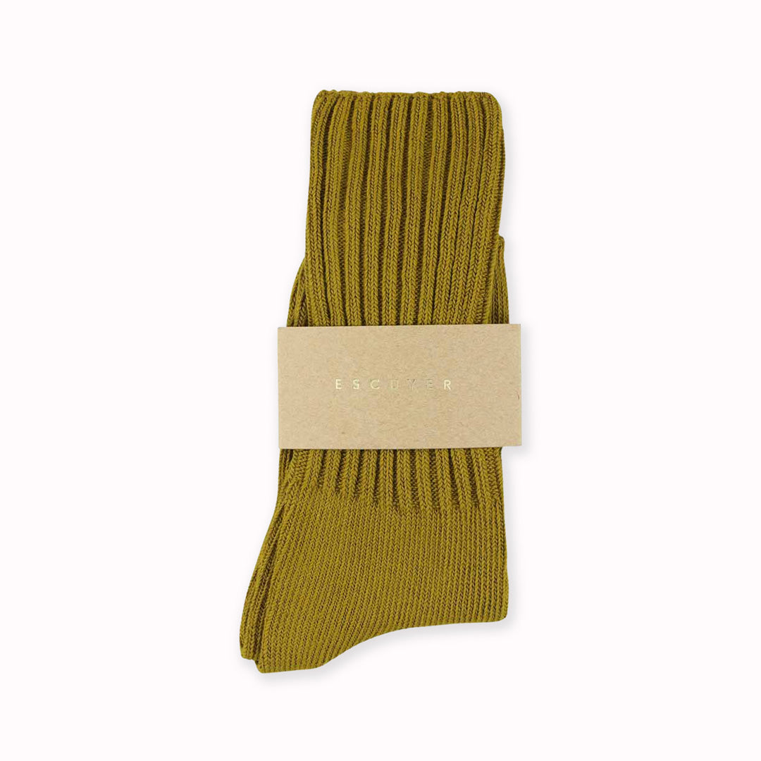 Bronze crew socks by Belgium based Escuyer. These socks are&nbsp;so comfortable! They are made from premium cotton blended with nylon and elastane for durability and stretch.