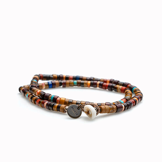 Heishi Beads Double Wrap Bracelet | Bronzite Multi