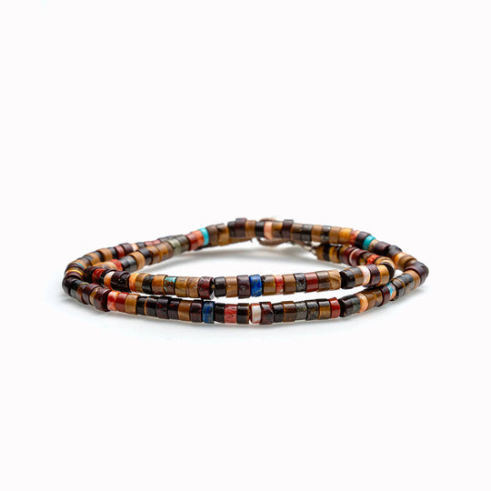 Heishi Beads Double Wrap Bracelet | Bronzite Multi