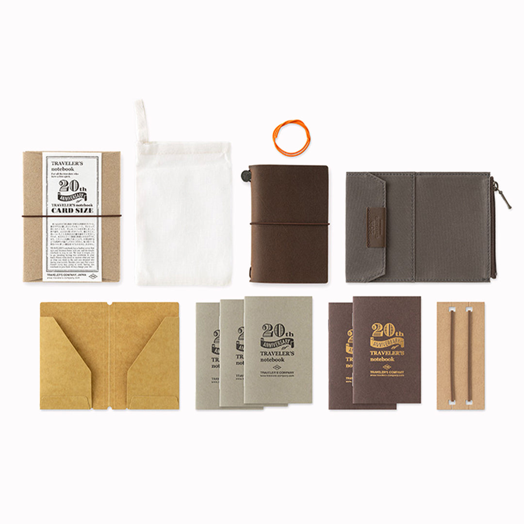 Traveler's Card Size Notebook - 20th Anniversary | Brown Leather