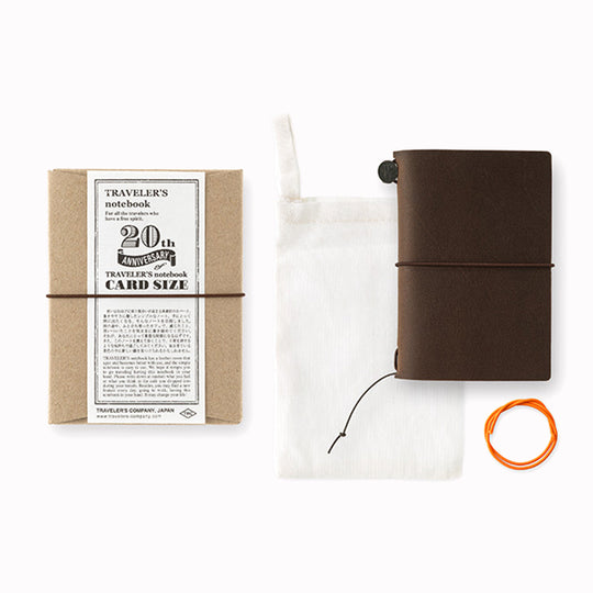Traveler's Card Size Notebook - 20th Anniversary | Brown Leather