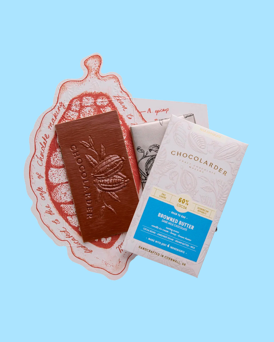 Browned Butter&nbsp;60% Milk&nbsp;Chocolate Bar is a bean to&nbsp;bar craft chocolate from the award winning Chocolarder team, made in Falmouth, UK.