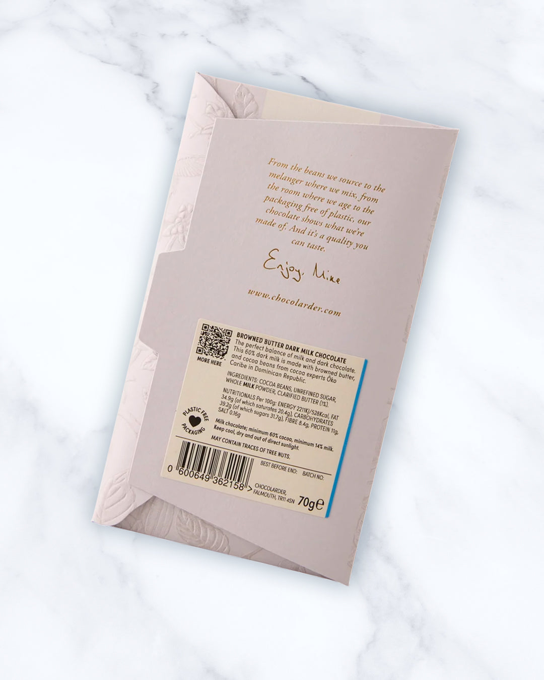 Browned Butter&nbsp;60% Milk&nbsp;Chocolate Bar is a bean to&nbsp;bar craft chocolate from the award winning Chocolarder team, made in Falmouth, UK.