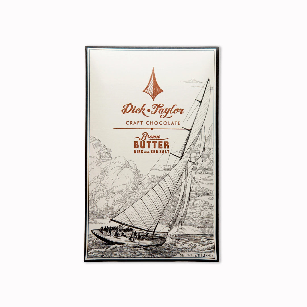 Craft bean-to-bar chocolate with brown butter, roasted cacao nibs and sea salt for a rich sweet-savory finish.