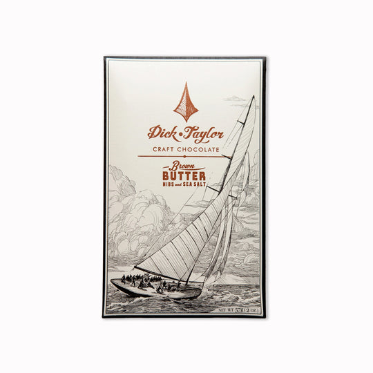 Craft bean-to-bar chocolate with brown butter, roasted cacao nibs and sea salt for a rich sweet-savory finish.