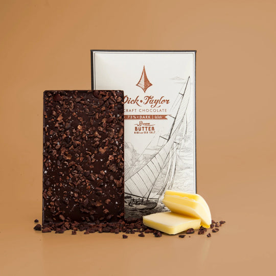 Craft bean-to-bar chocolate with brown butter, roasted cacao nibs and sea salt for a rich sweet-savory finish - Lifestyle