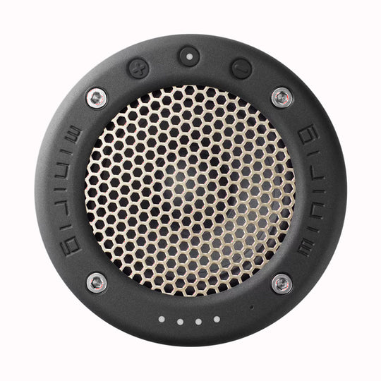 Top View - The Minirig Mini 4 in Brushed Ion is a portable Bluetooth speaker that represents the latest innovation in audio technology. Crafted in Bristol, UK, this speaker is the result of over a decade of design evolution, offering a robust anodized aluminium and high-impact ABS construction.