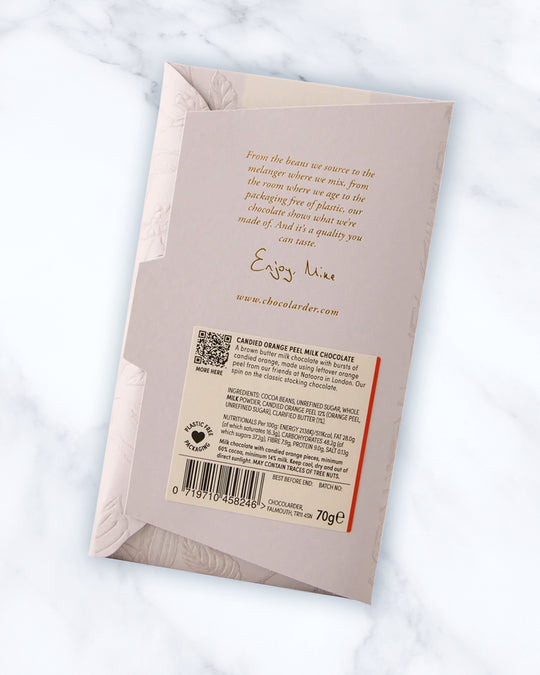 Candied Orange Peel | 60% Dark Milk Chocolate Bar | Limited Edition