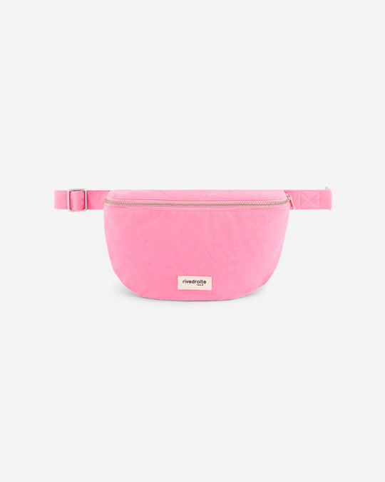 The Custine Belt Bag by Rive Droite Paris is a compact belt bag made from a Candy Pink recycled cotton fabric.