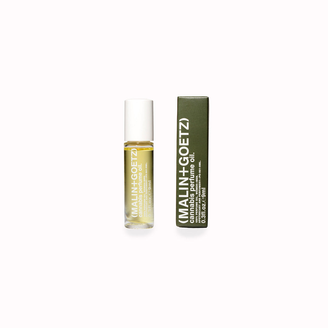 9ml Bottle - Cannabis, Perfume Oil from Malin+Goetz has a rich + earthy scent that brings to mind lazy afternoons + a lingering smokiness.