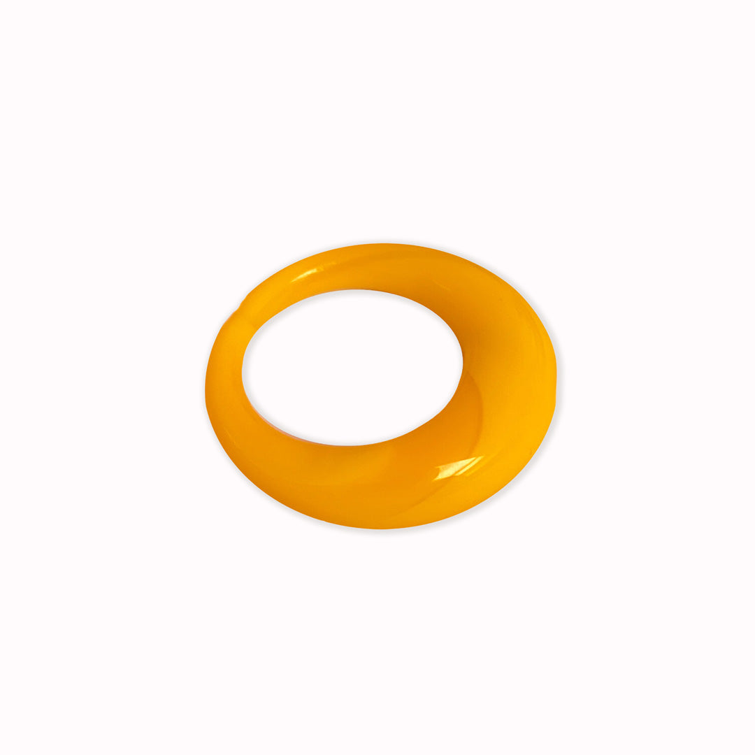 Carole is a bright orange handblown glass ring, handmade by Eyland Jewellery, who produce contemporary and colourful pieces of costume jewellery.