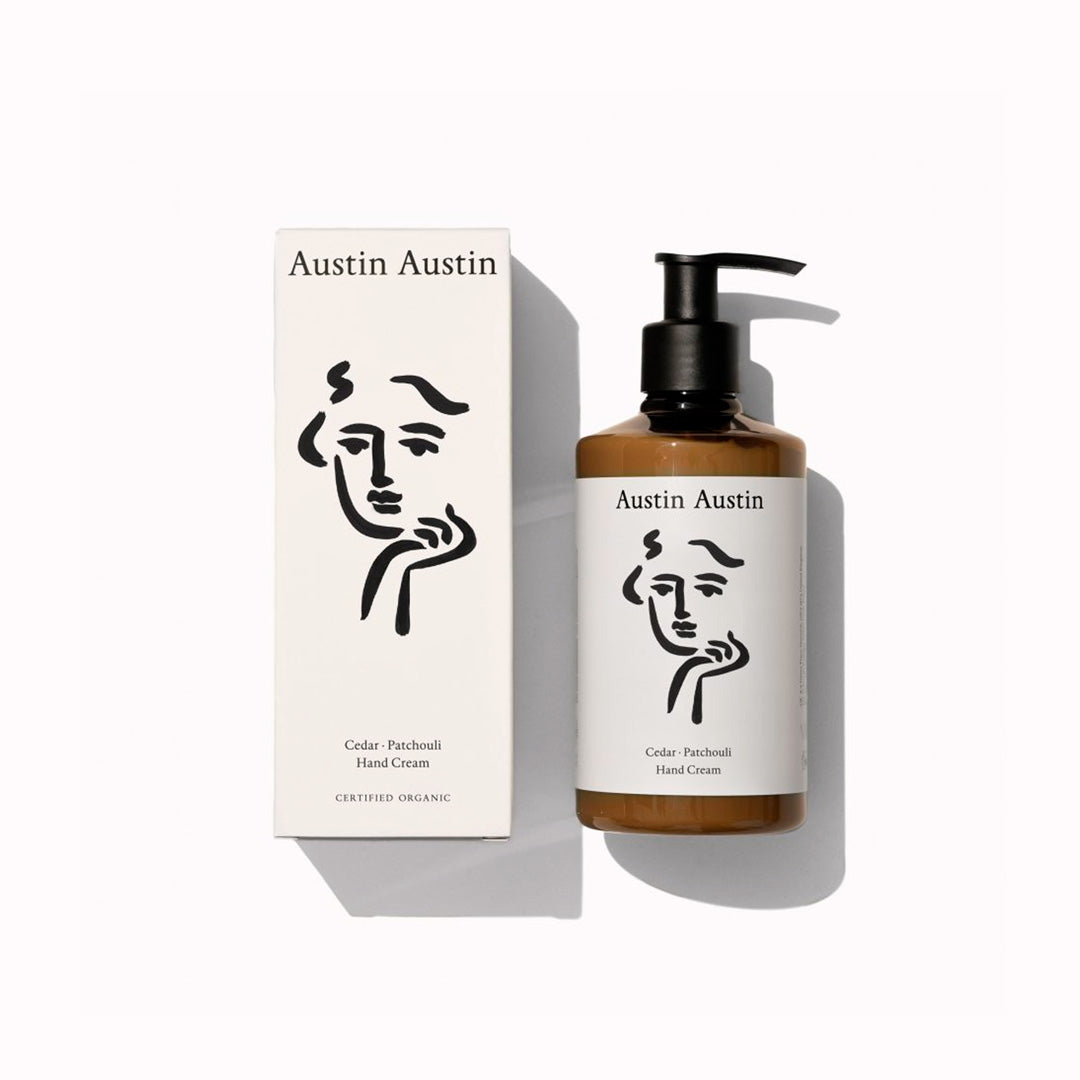 Austin Austin’s Cedar &amp; Patchouli Hand Cream offers luxurious care for your hands, combining high-quality, certified organic ingredients with a commitment to sustainability