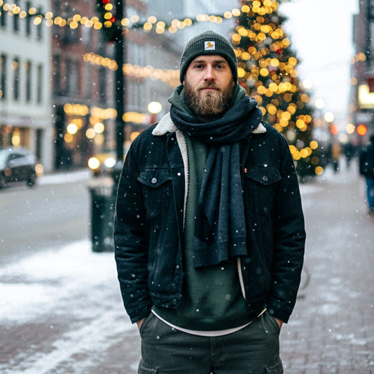 Cotton Muffler Scarf | Black + Charcoal Camo