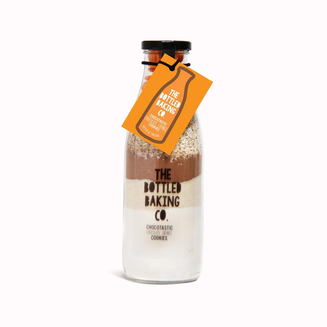 Chocolate Orange Cookie Baking Mix from The Bottled Baking Co. Handmade with Belgian chocolate, this mix will make every bite a delicious indulgence