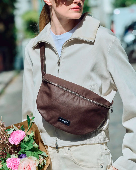 The Custine Belt Bag with an AW26 update - same original size and shape reworked with a waxed finish to give the new season fabric a richer colour and a worn in appearance over time.