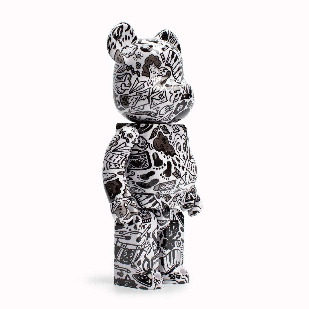 Side Angled - Bearbrick from Medicom. This design is a collaboration with Yuka Chocomoo.
