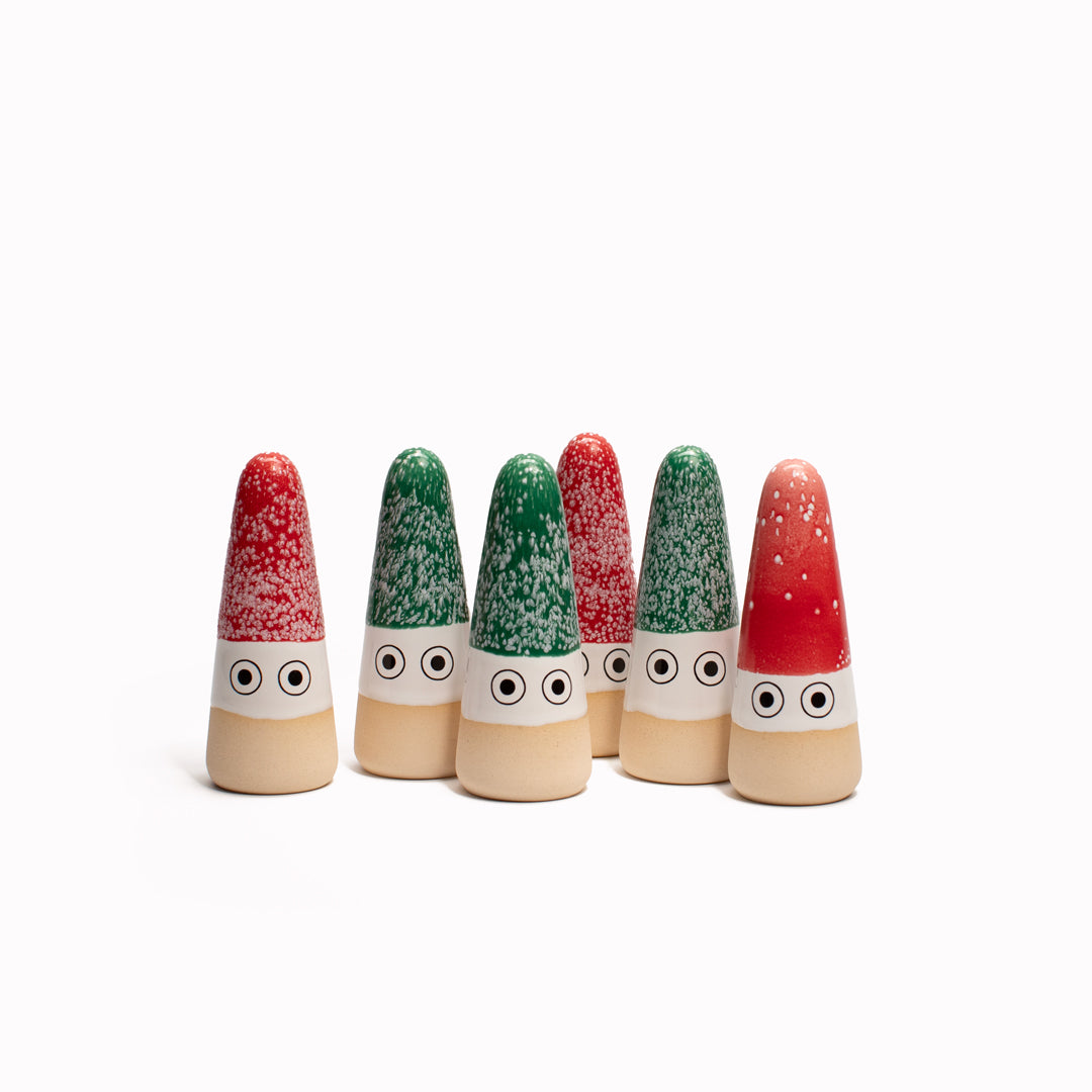 Ceramic Mini Nisse | Red | Festive Christmas Figurine
