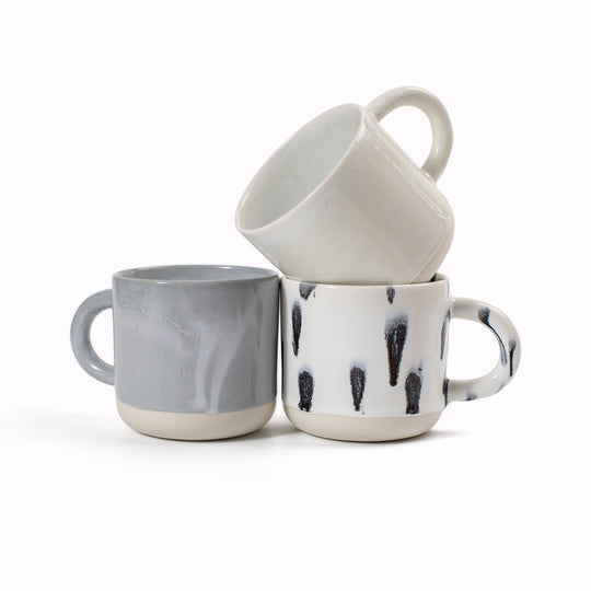 Chug Mug | Ceramic Drip Glazed Mug | Monochrome