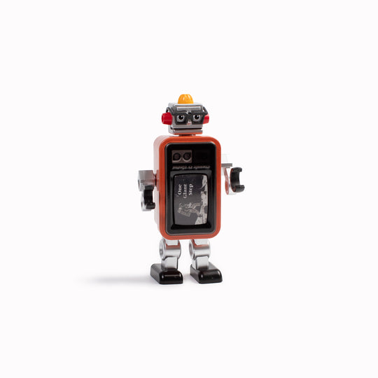 Each one has roots in nostalgic popular culture with 'Classic TV' based on a vintage TV with static screen. This Tinbot can be posed both horizontally and vertically and is a collab with geek culture brand, Classicbot.