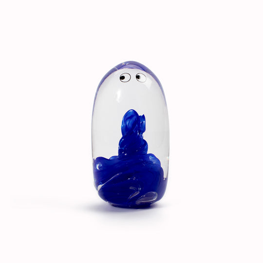 Totem Crystal Blob is formed by dipping and/or rolling molten (hot!) clear glass into smaller chunks of brightly coloured glass droplets,