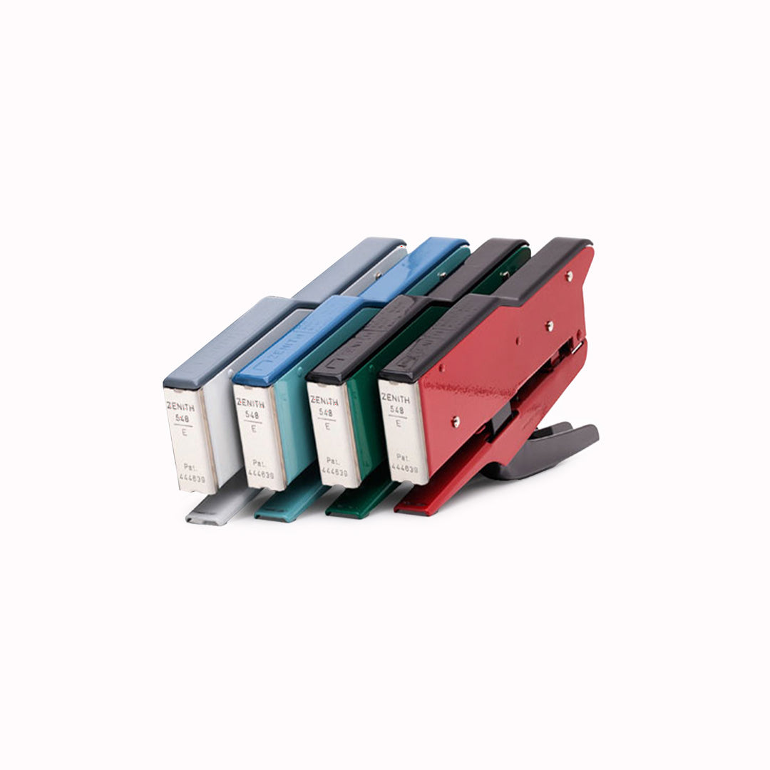Angled Collection of traditional plier stapler by Italian brand Zenith, who are known for their excellent quality, robust and hard wearing staplers. Retro style and available in a choice of colours, Zenith staplers are made from painted metal and are designed to last a lifetime.