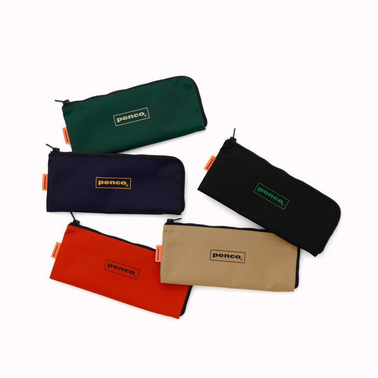 Bright Orange flat nylon pencil case with an 'L' zipper for easier access to internal contents. Storage for pens, pencils or even use for toiletries such as a toothbrush or make up brushes.&nbsp;