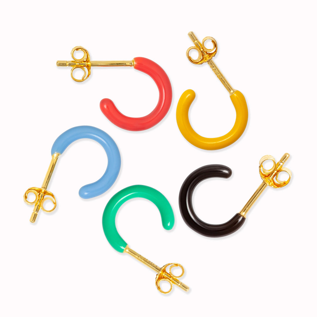 Colour Hoop | Single Hoop Earring | 18ct Gold Plate | Various Colours