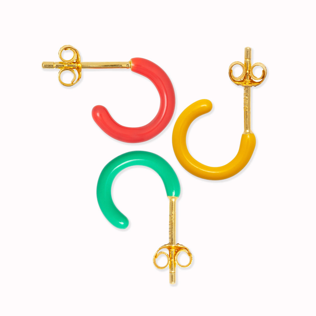 Colour Hoop | Single Hoop Earring | 18ct Gold Plate | Various Colours